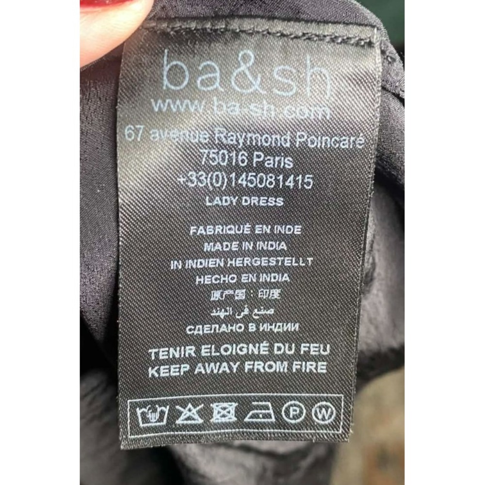 ba&sh Dress midi Women's Size large Black Long Sleeve minimalist luxury cinched - Picture 6 of 7